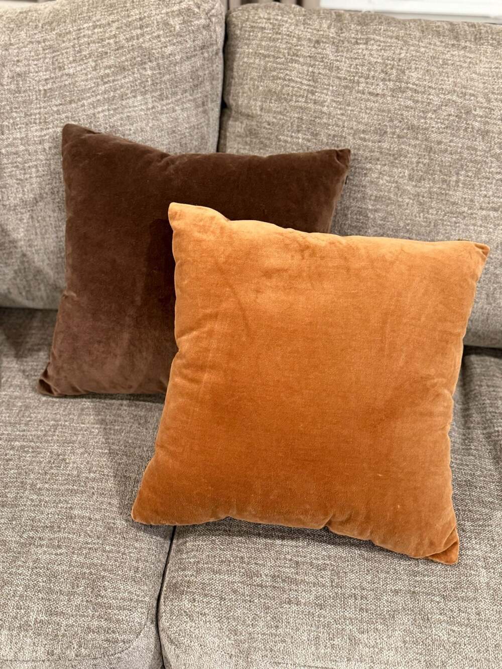 Threshold Washed Cotton Velvet Square Pillow Set of 2 Brown and Ginger